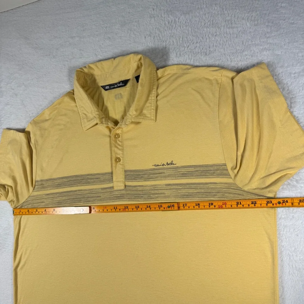 TravisMathew Polo Shirt Mens Large‎ Yellow Striped Golf Performance 0998